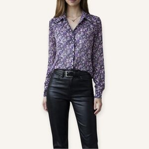 BCBGeneration Sheer Floral Blouse